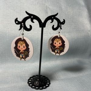 NWT Wonder Woman Faux Leather Handmade Earrings